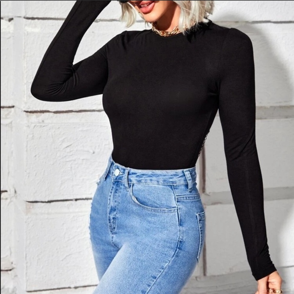 Stunning Lace-up the Back Black Bodysuit